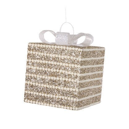 20 CM CHAMPAGNE AND PEARL GLITTERED GIFT BOX - Pure Apotheca