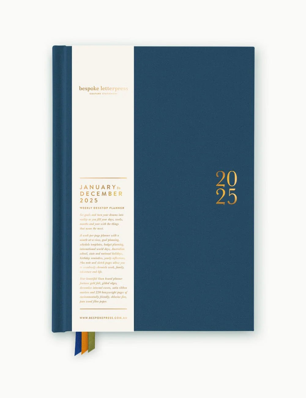 2025 Desktop Linen Bound Planner Liberty Blue - Pure Apotheca