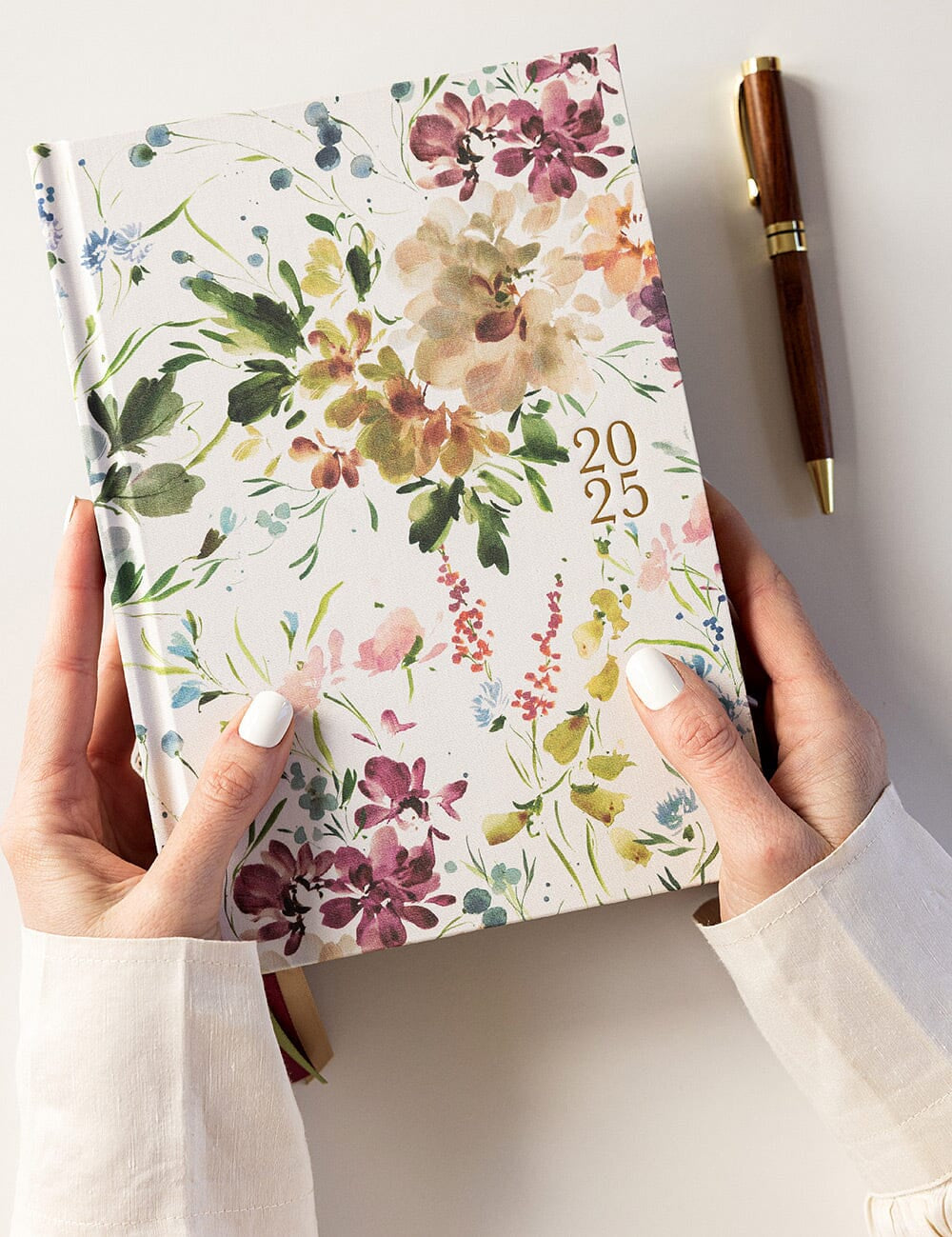 2025 Desktop Linen Bound Planner Spring Blooms - Pure Apotheca