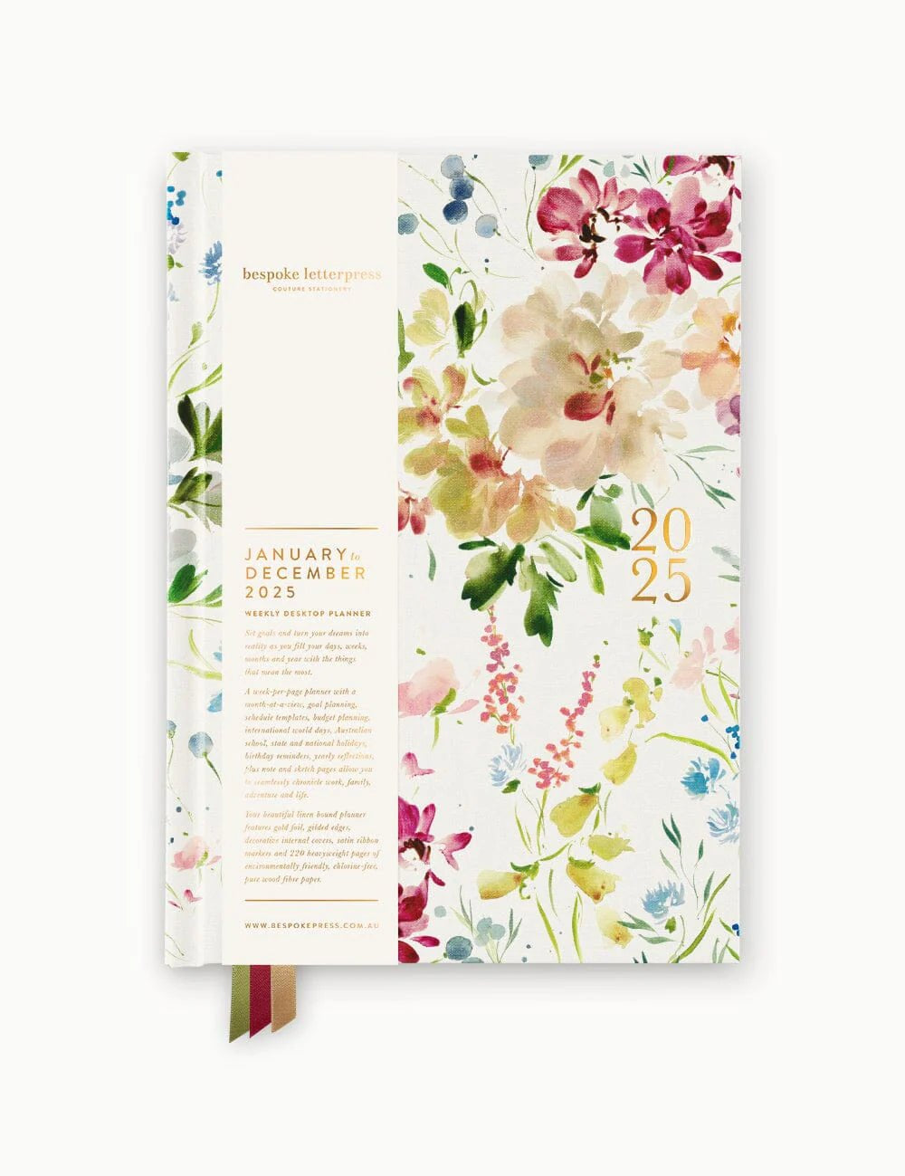 2025 Desktop Linen Bound Planner Spring Blooms - Pure Apotheca