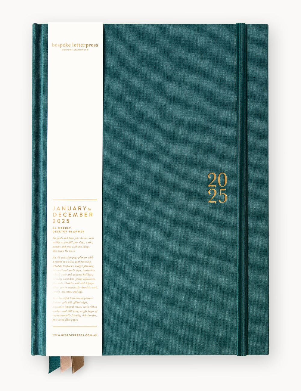 2025 Desktop Linen Bound Planner Teal - Pure Apotheca