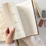 2025 Desktop Linen Bound Planner White Blossoms - Pure Apotheca