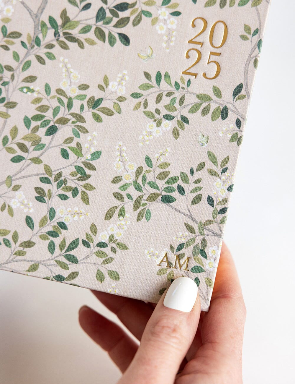 2025 Desktop Linen Bound Planner White Blossoms - Pure Apotheca