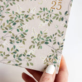 2025 Desktop Linen Bound Planner White Blossoms - Pure Apotheca