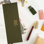 2025 Petite Linen Bound Planner Hunter Green - Pure Apotheca