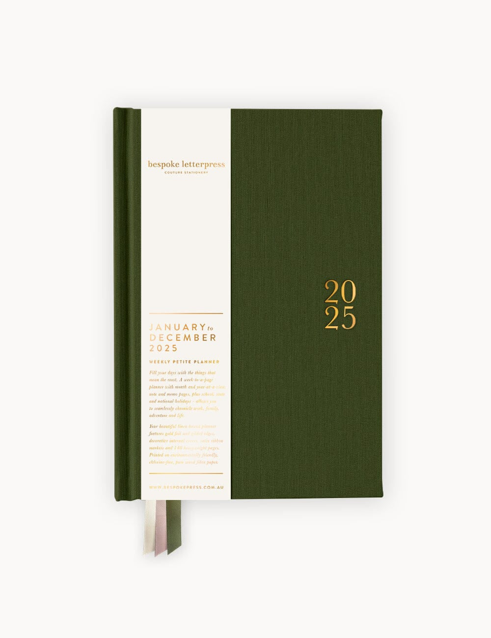 2025 Petite Linen Bound Planner Hunter Green - Pure Apotheca