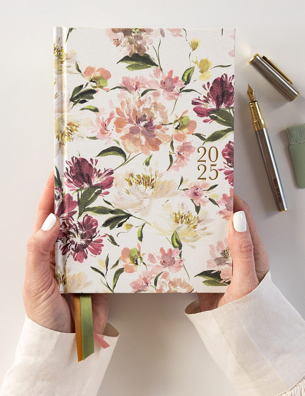 2025 Petite Linen Bound Planner Peony - Pure Apotheca