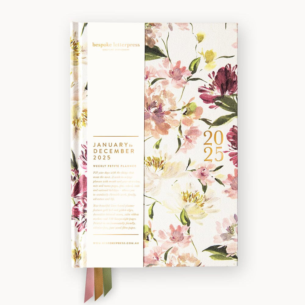 2025 Petite Linen Bound Planner Peony - Pure Apotheca