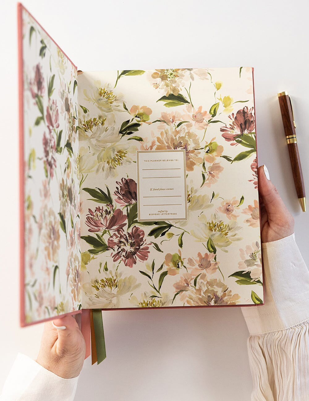 2025 Vertical Linen Bound Planner Tea Rose - Pure Apotheca