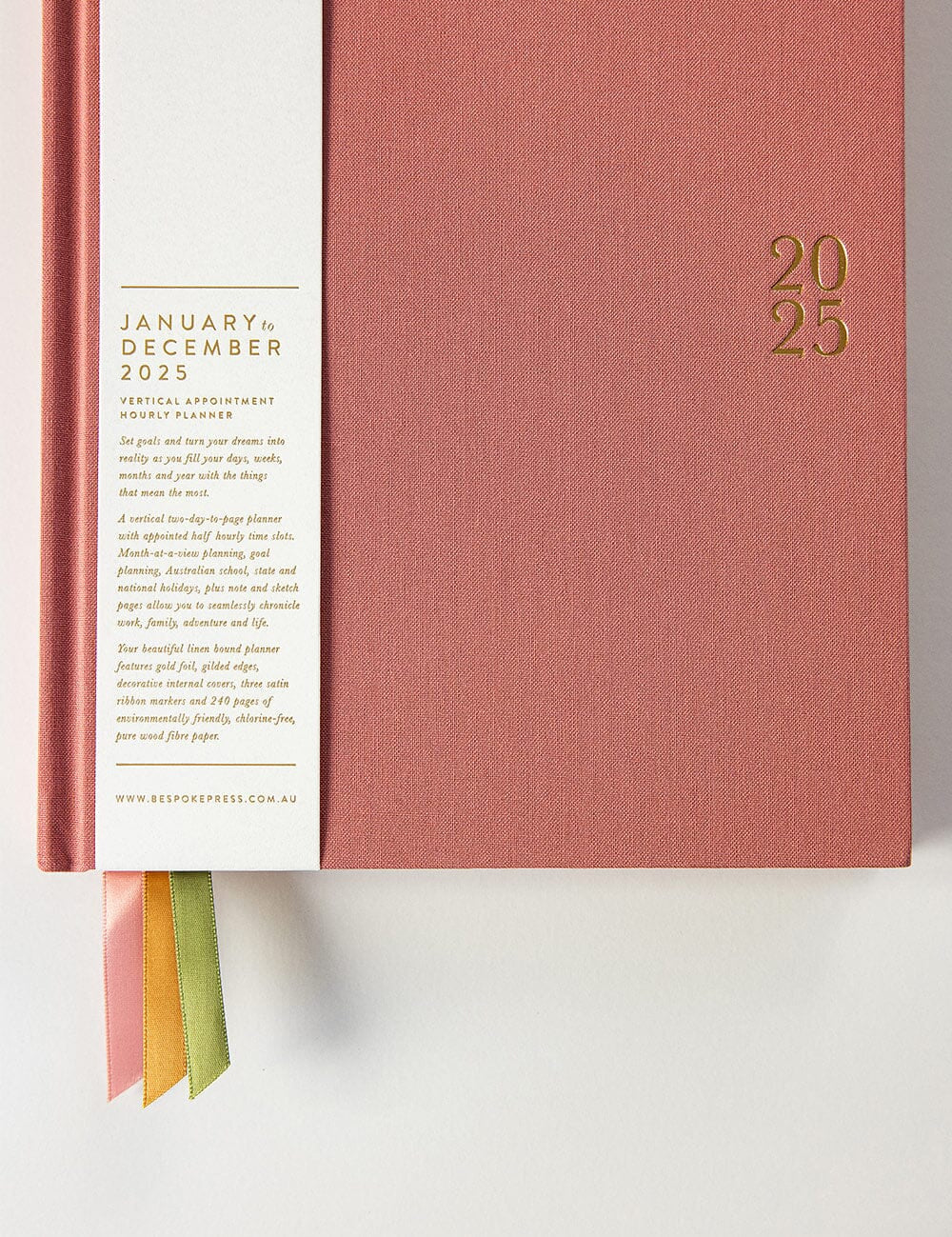 2025 Vertical Linen Bound Planner Tea Rose - Pure Apotheca