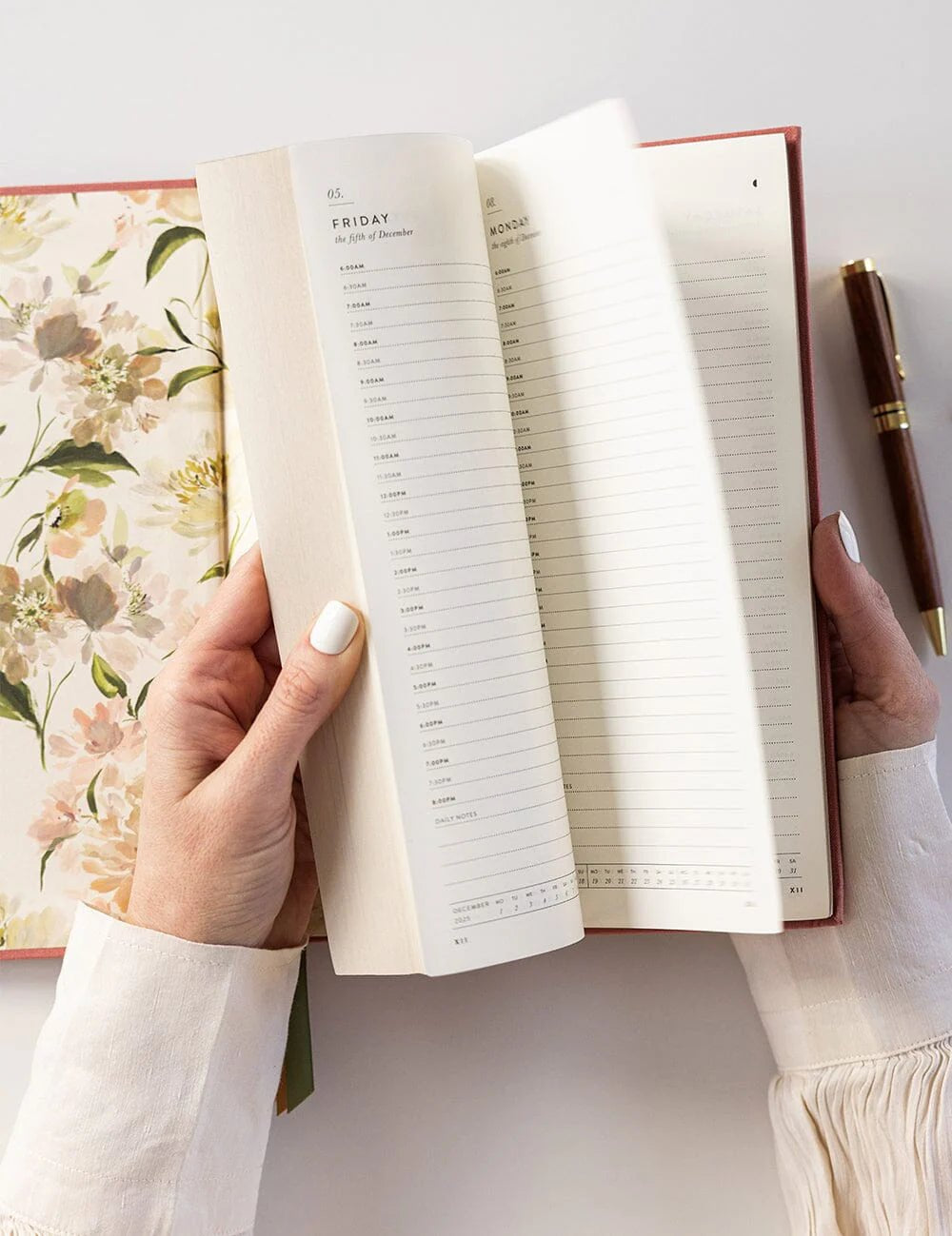 2025 Vertical Linen Bound Planner Tea Rose - Pure Apotheca