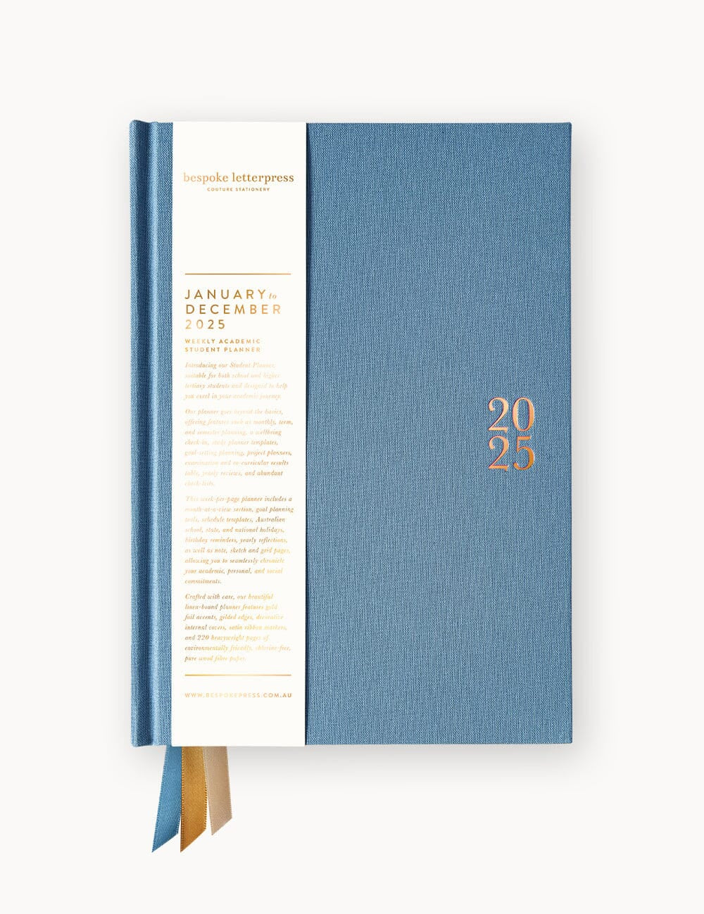 2025 Weekly Academic Student Linen Bound Planner Cove Blue - Pure Apotheca