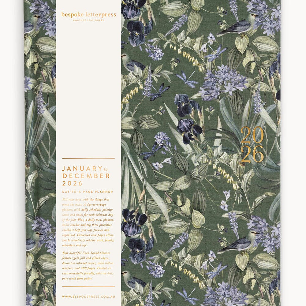 2026 Day to a Page Large Linen Bound Planner - Indigo Haven - Pure Apotheca