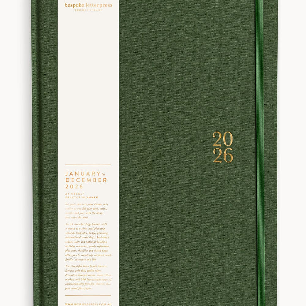 2026 Desktop A4 Linen Bound Planner - Finch - Pure Apotheca