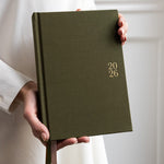 2026 Desktop Linen Bound Planner - Hunter Green - Pure Apotheca
