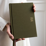 2026 Desktop Linen Bound Planner - Hunter Green - Pure Apotheca