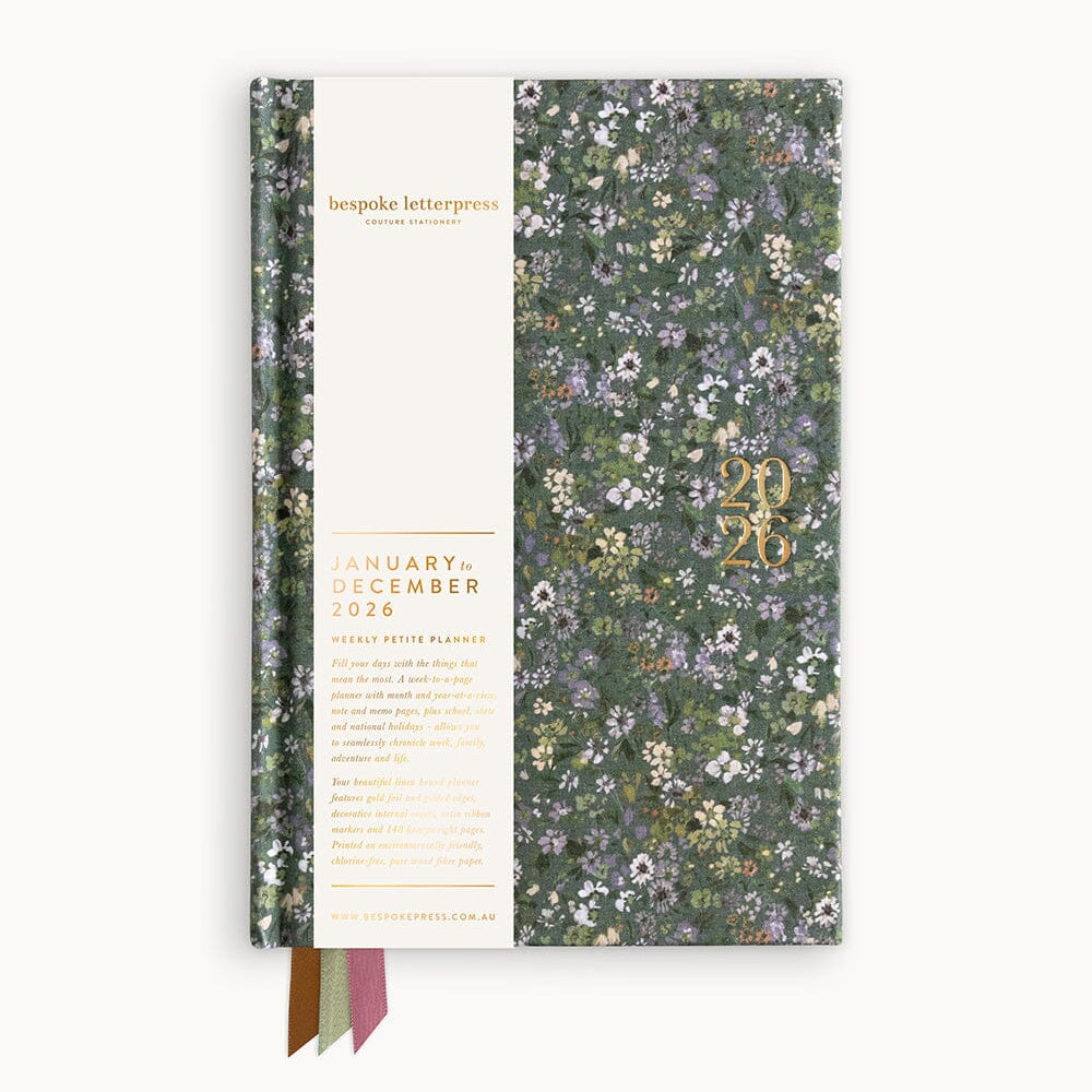 2026 Petite Linen Bound Planner - Summer Perennials - Pure Apotheca