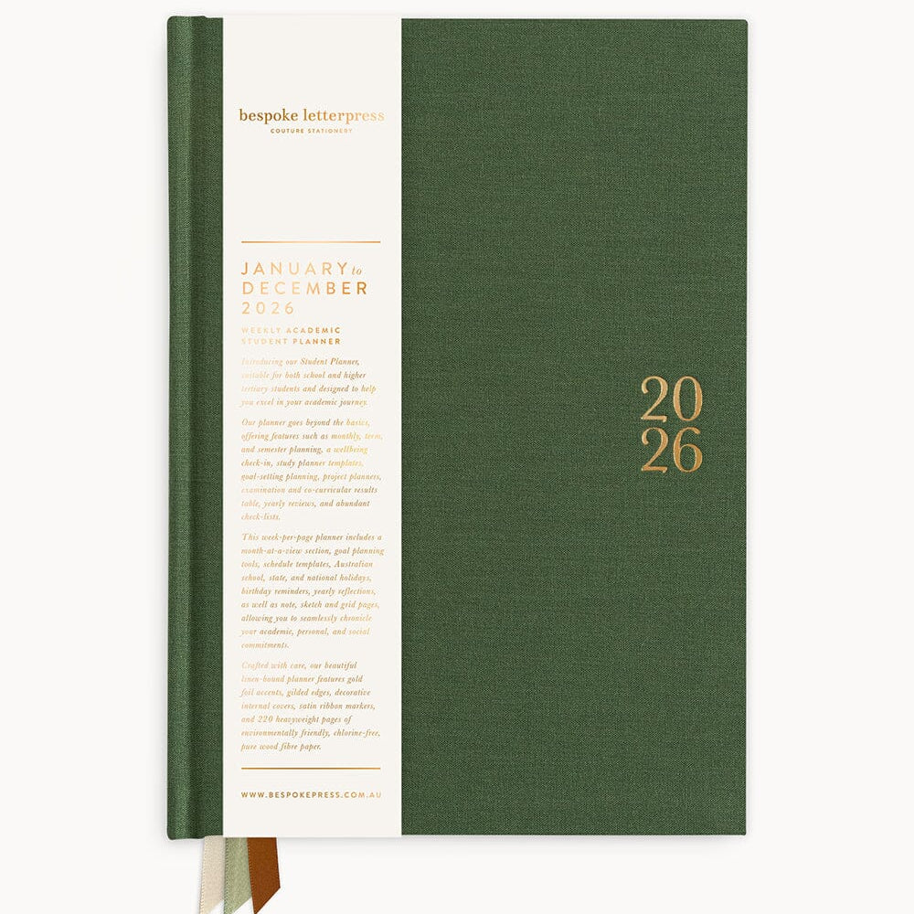 2026 Weekly Academic Student Linen Bound Planner - Finch - Pure Apotheca