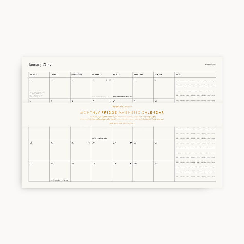 2027 Monthly Fridge Magnetic Calendar - Pure Apotheca