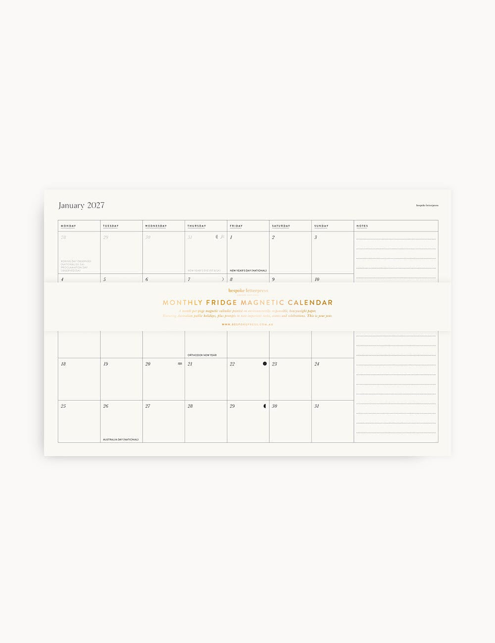2027 Monthly Fridge Magnetic Calendar - Pure Apotheca