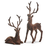 21" Brown Flocked Deer Set/2 - Pure Apotheca