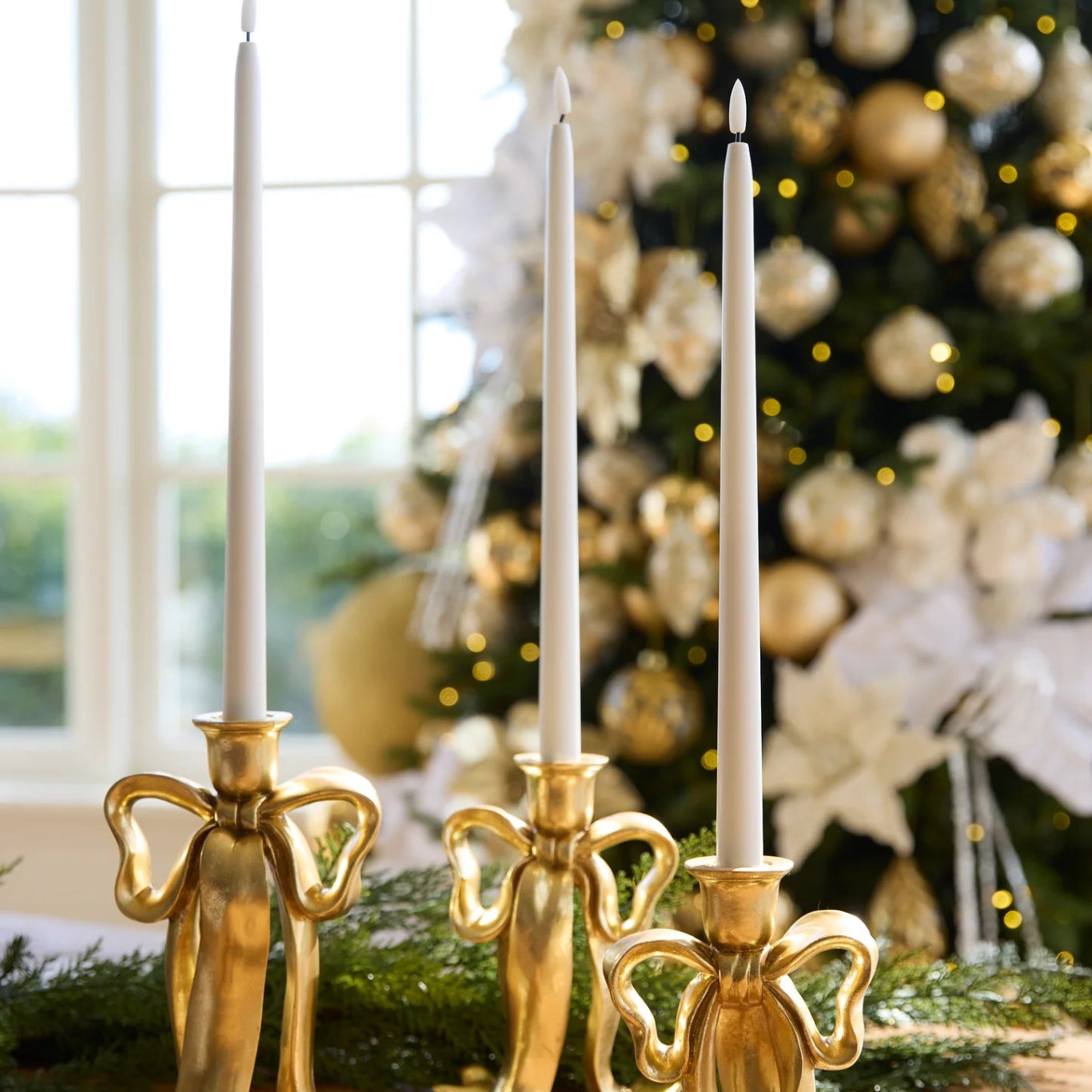 23 CM GILDED BOW CANDLE HOLDER - Pure Apotheca