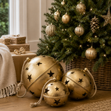 Set of 3 Large Round Gold Bells on Rope