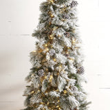 2.3m/7.5 Ft Pre - Lit Flocked Pine Tree - Pure Apotheca