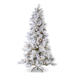 2.3m/7.5 Ft Pre - Lit Flocked Pine Tree - Pure Apotheca