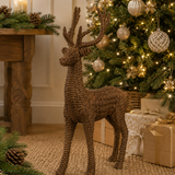 Natural Faux Rattan Standing Deer 43cm