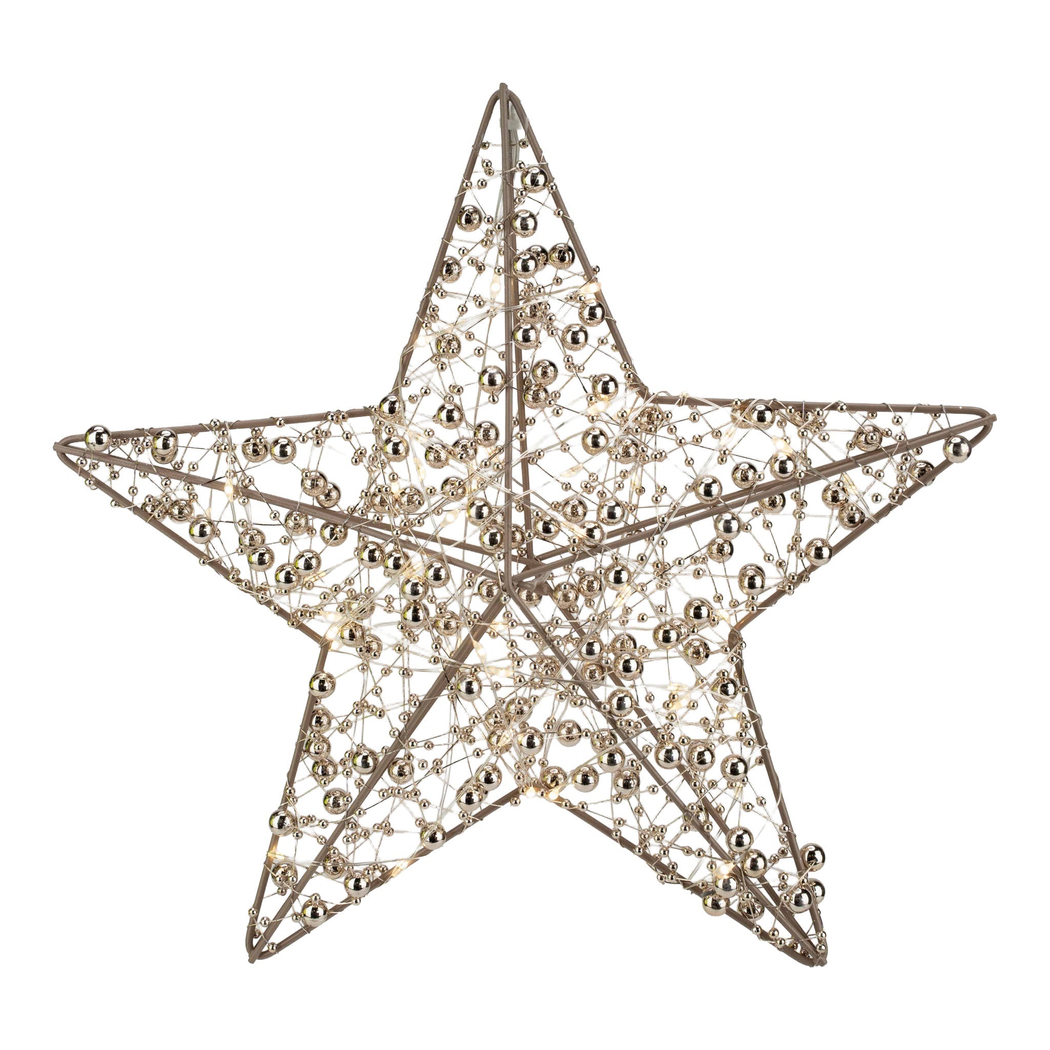 25cm Illuminated Gold Beaded Star 50 LED - Pure Apotheca