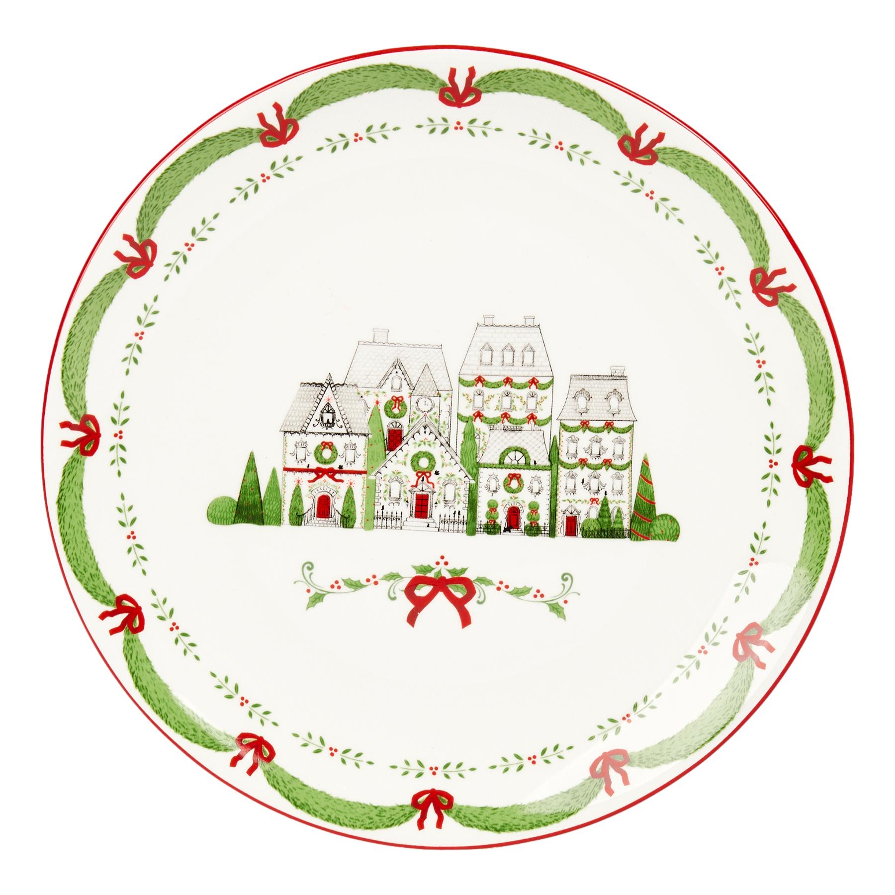 25CM WHITE XMAS VILLAGE PLATE - Pure Apotheca