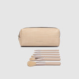 Brianna Makeup Bag with Brushes Natural/Chocolate
