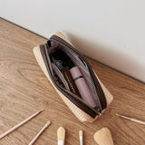 Brianna Makeup Bag with Brushes Natural/Chocolate
