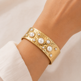 Elora Wide Cuff with Pearls