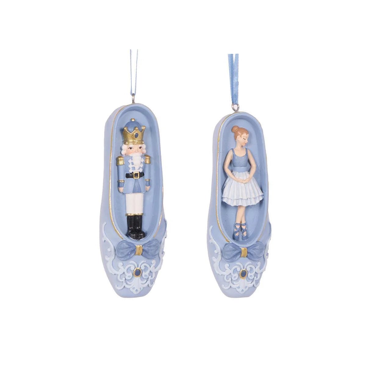 2/ASST BLUE BALLET SLIPPER ORNAMENTS - Pure Apotheca