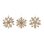 3 ASST METAL JEWELED SNOWFLAKE ORNAMENT - Pure Apotheca