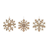 3 ASST METAL JEWELED SNOWFLAKE ORNAMENT - Pure Apotheca