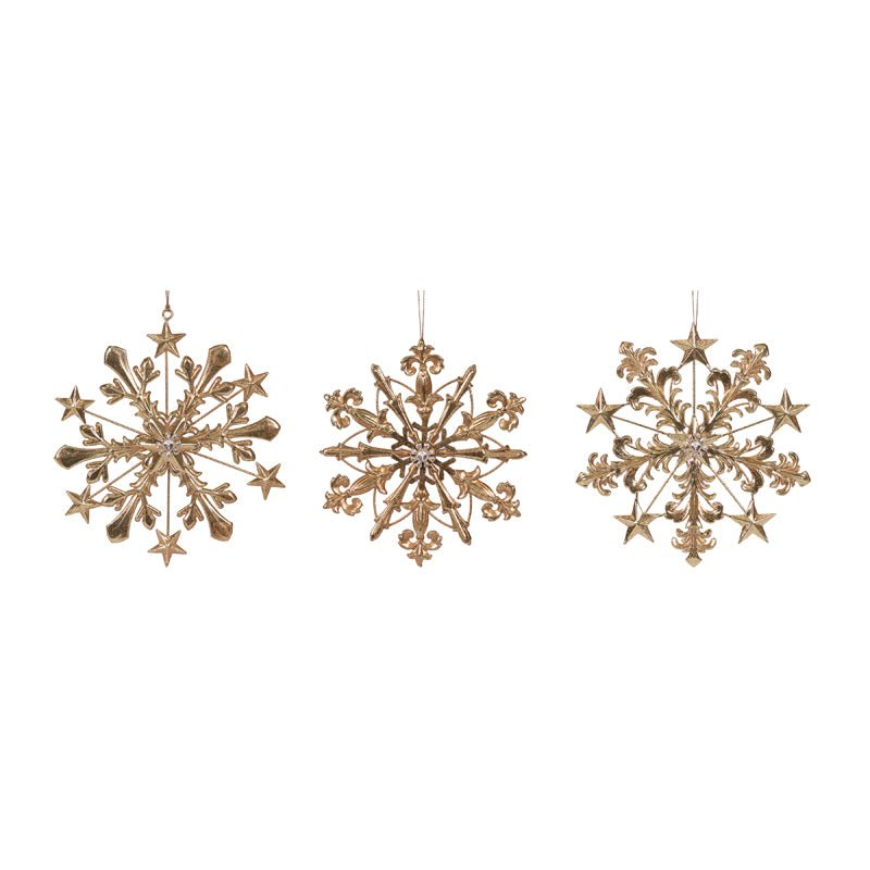 3 ASST METAL JEWELED SNOWFLAKE ORNAMENT - Pure Apotheca