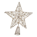 30cm Illuminated Gold Beaded 5 Point Star Tree Topper 15 LED - Pure Apotheca
