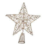 30cm Illuminated Gold Beaded 5 Point Star Tree Topper 15 LED - Pure Apotheca
