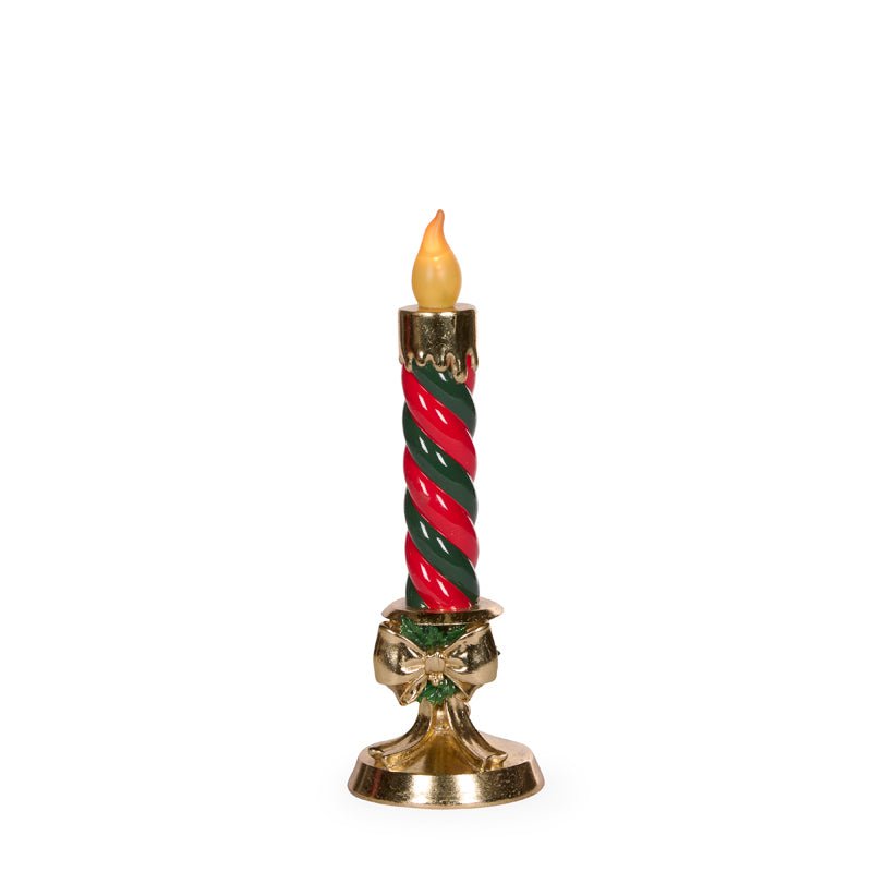 32 CM LED RED AND GREEN SWIRL BOW CANDLE - Pure Apotheca