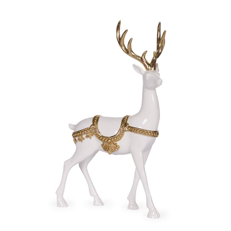 33 CM STANDING EMBELLISHED WHITE AND GOLD REINDEER - Pure Apotheca