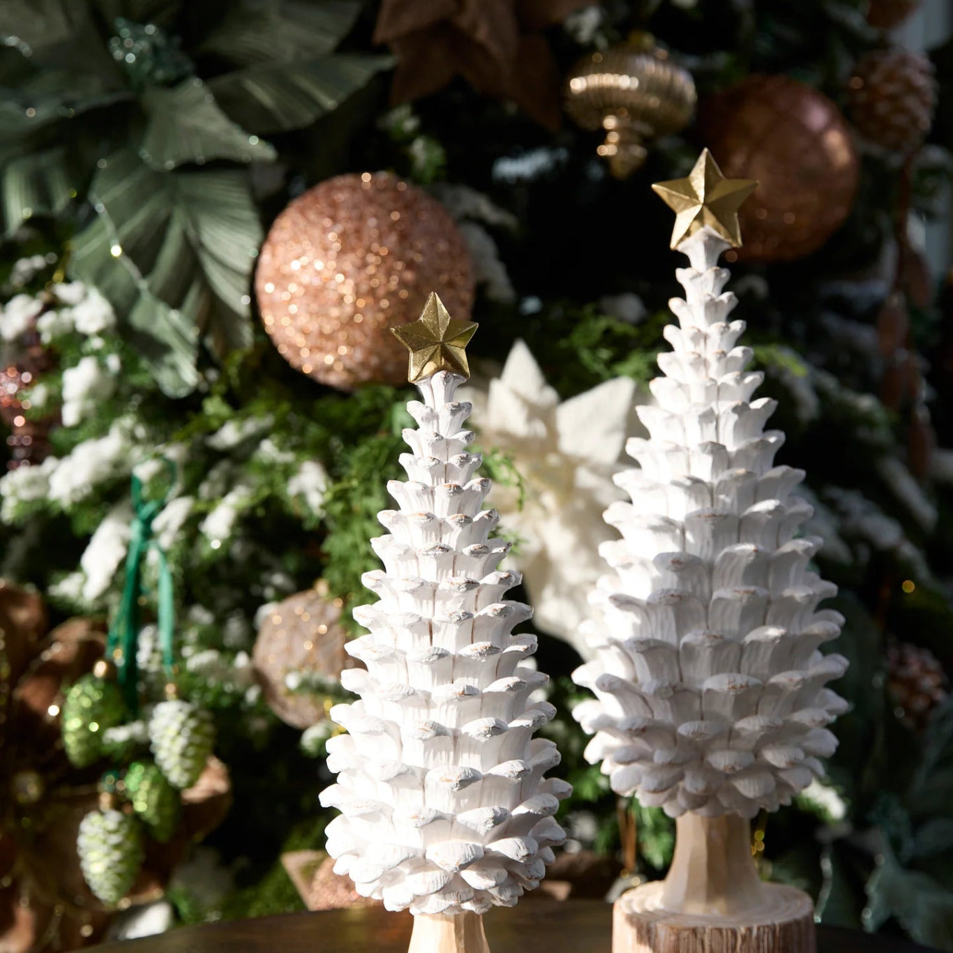 34.5 CM WASHED PINECONE TREE WITH STAR - Pure Apotheca