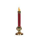 38 CM LED RED AND GREEN STRIPED BOW CANDLE - Pure Apotheca