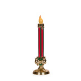 38 CM LED RED AND GREEN STRIPED BOW CANDLE - Pure Apotheca