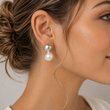 Serenia Teardrop Pearl Silver Stud Earrings