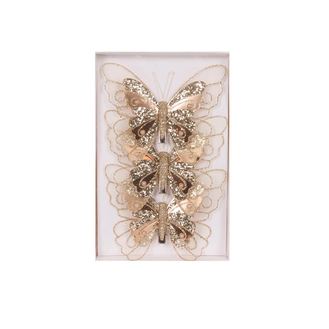 3PK IVORY EMBELLISHED BUTTERFLIES - Pure Apotheca