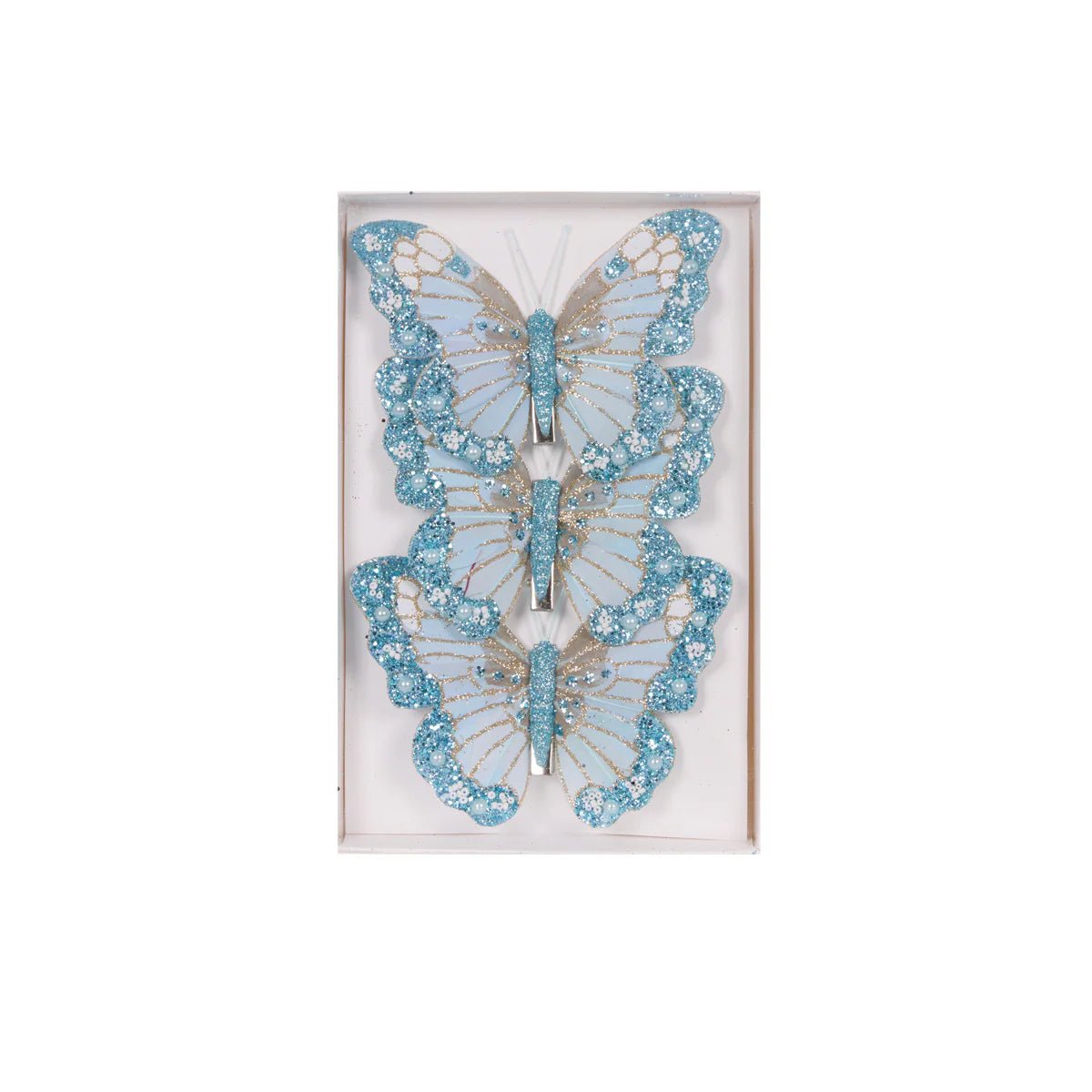 3PK LIGHT BLUE SHIMMERING BUTTERFLIES - Pure Apotheca