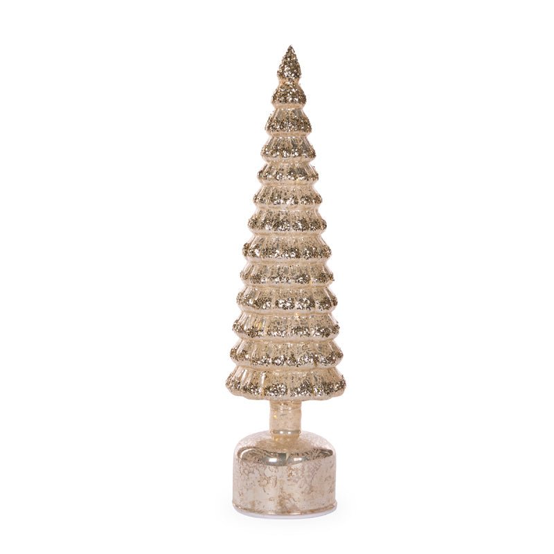 41 CM CHAMPAGNE MERCURY GLASS ROTATING LED TREE - Pure Apotheca